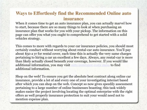 Ways to Effortlessly find the Recommended Online auto insura