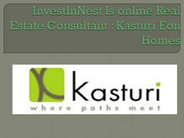 Kasturi Eon Homes - New Project With Luxury
