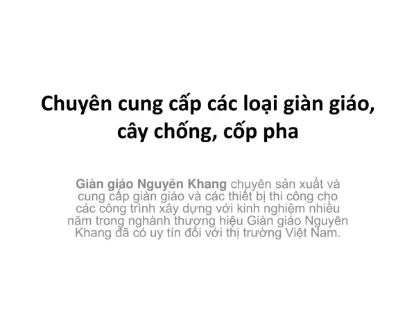 Chuyên cung cấp các loại giàn giáo