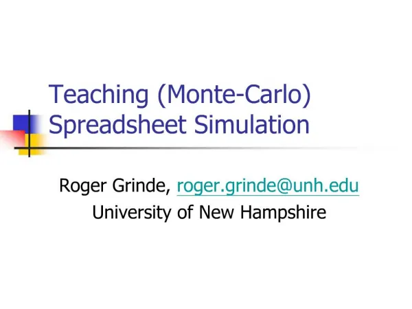 Teaching Monte-Carlo Spreadsheet Simulation
