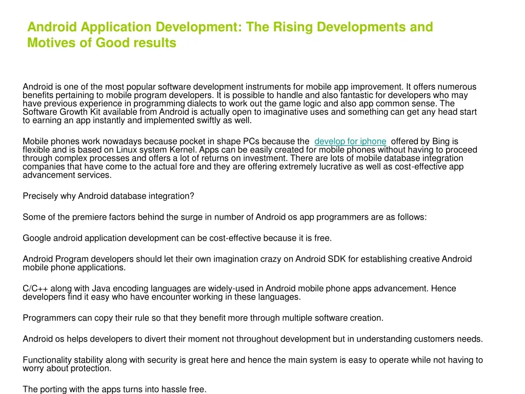 android application development the rising developments and motives of good results