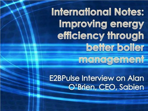 International Notes: Improving energy efficiency