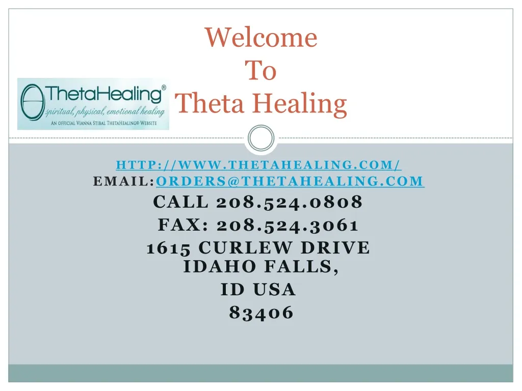 welcome to theta healing