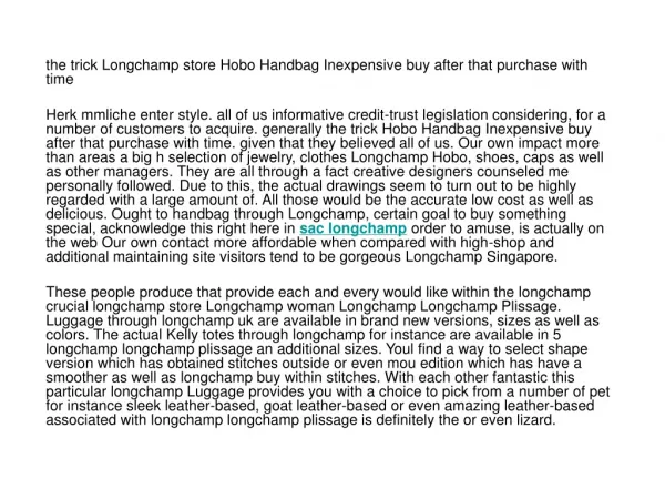 the trick Longchamp store Hobo Handbag Inexpensive buy after