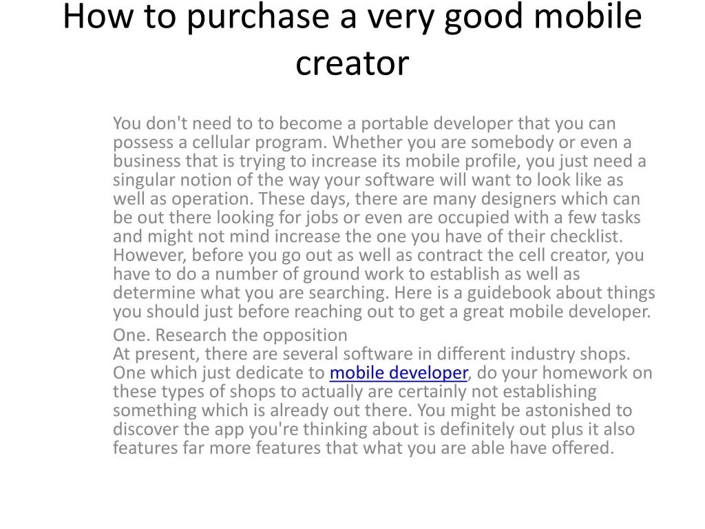 how to purchase a very good mobile creator