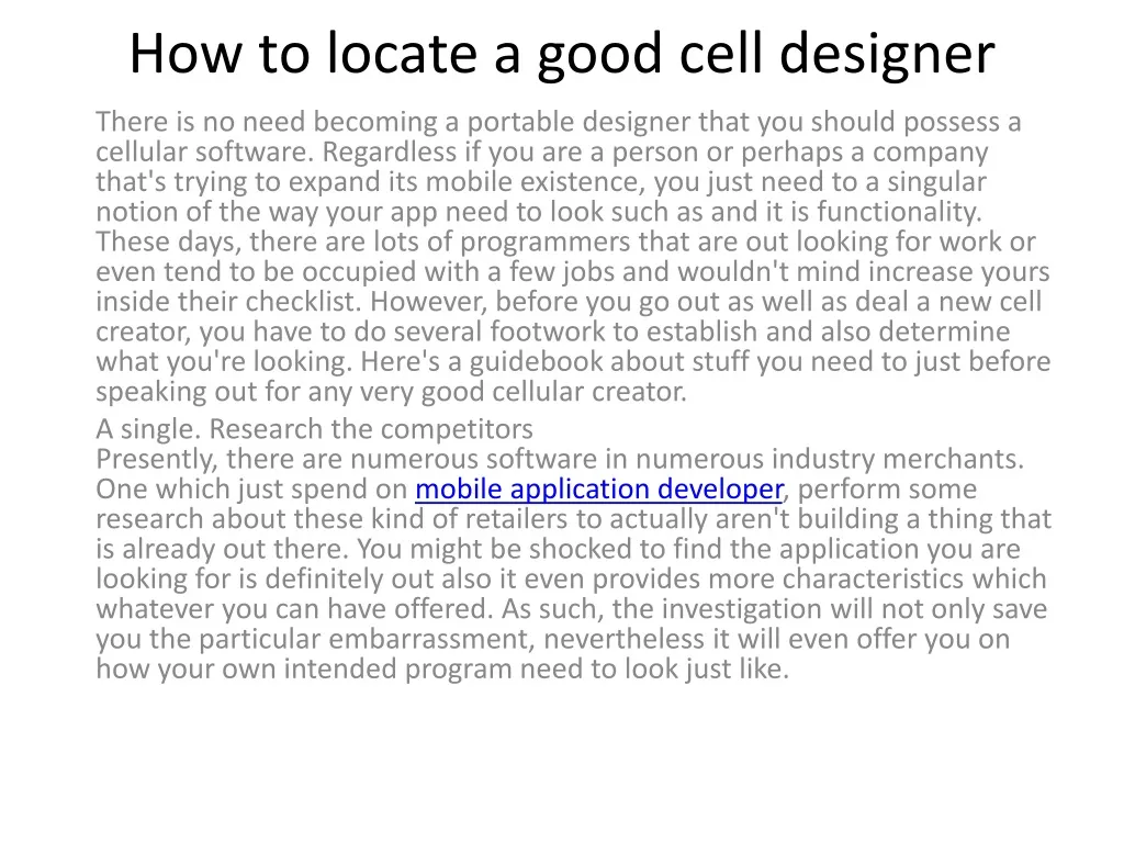 how to locate a good cell designer
