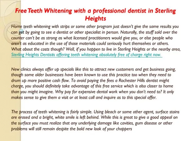 Free Teeth Whitening with a professional dentist in Sterling