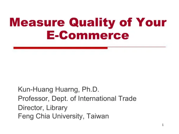 Measure Quality of Your E-Commerce