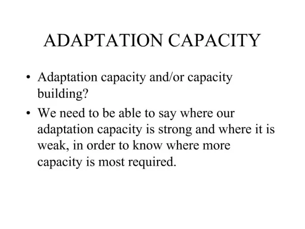 ADAPTATION CAPACITY