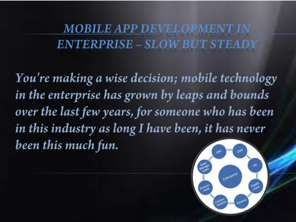 Mobile development in enterprise