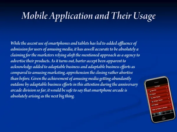 Mobile Applications and their Usage