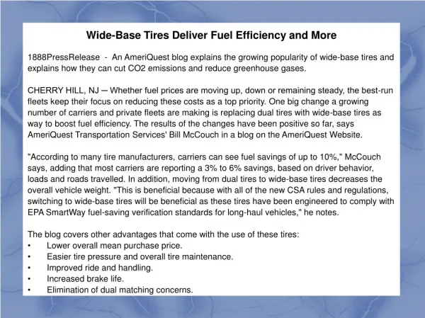 Wide-Base Tires Deliver Fuel Efficiency and More