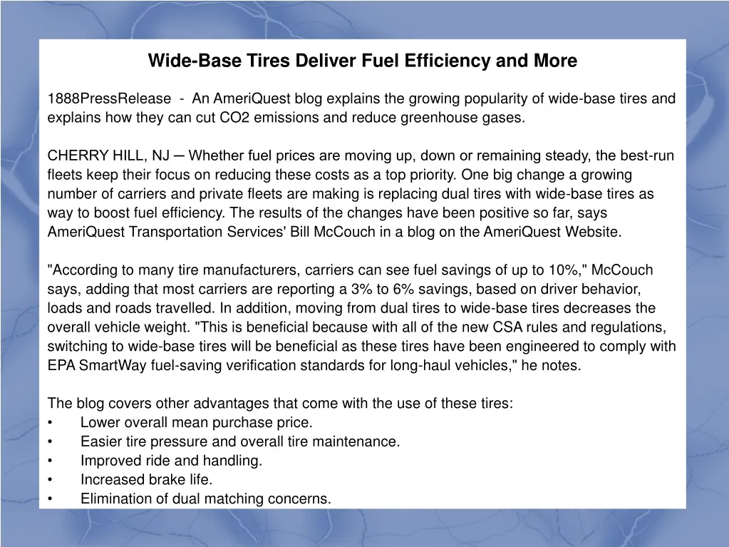 wide base tires deliver fuel efficiency and more