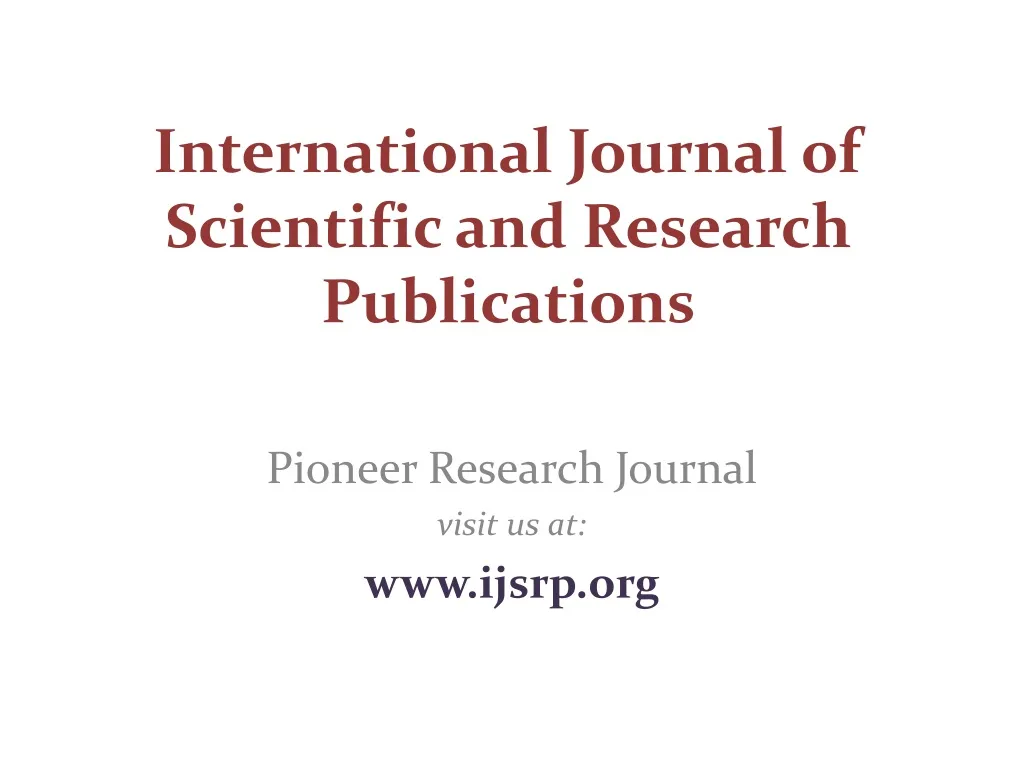 international journal of scientific and research publications