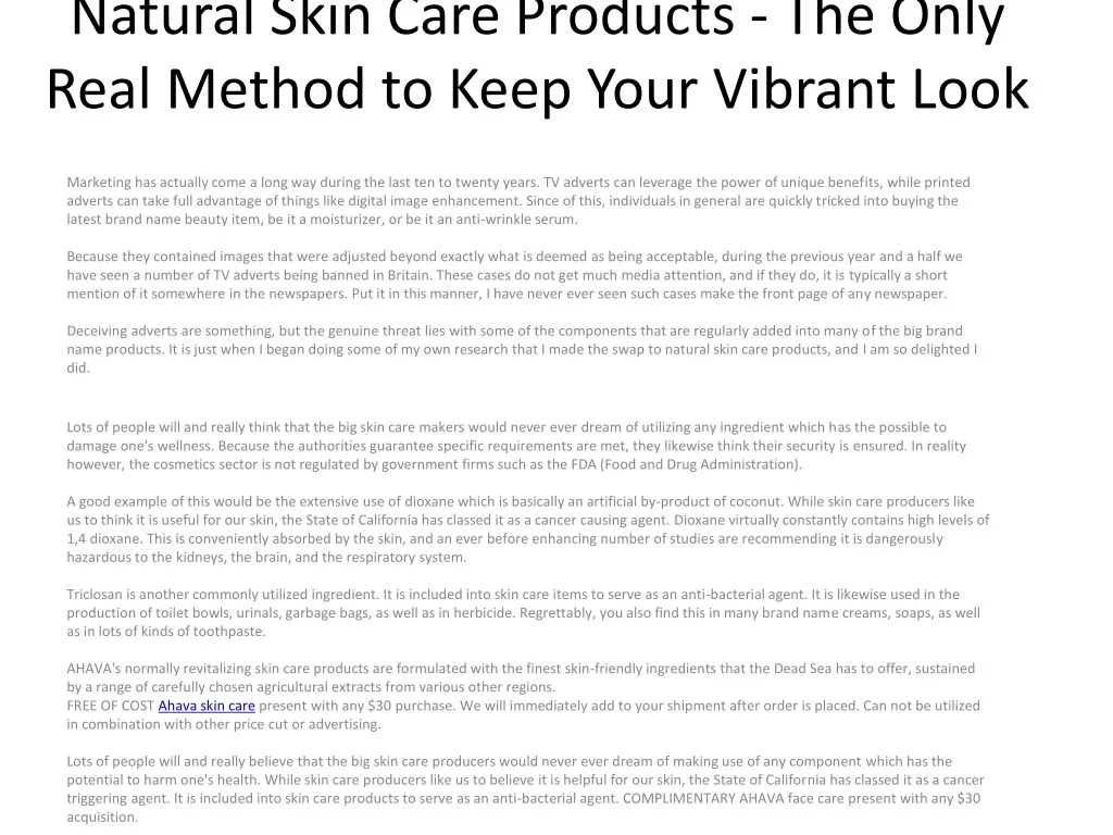 natural skin care products the only real method to keep your vibrant look