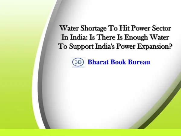 Water Shortage To Hit Power Sector In India