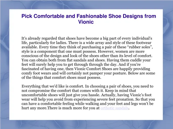 Pick Comfortable and Fashionable Shoe Designs from Vioni