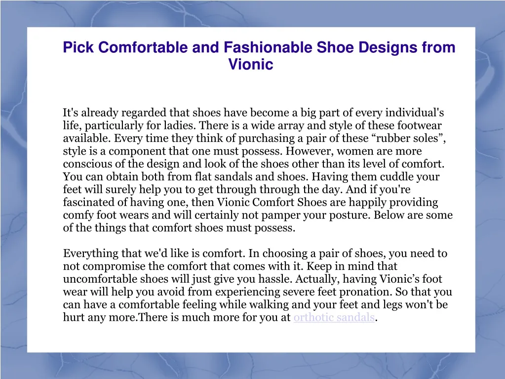pick comfortable and fashionable shoe designs from vionic