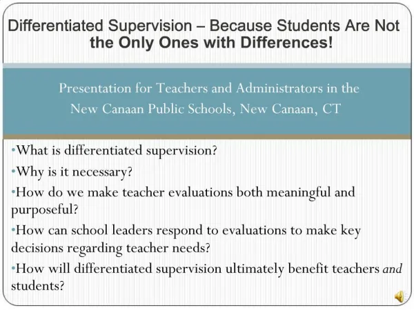 Differentiated Supervision Because Students Are Not the Only Ones with Differences