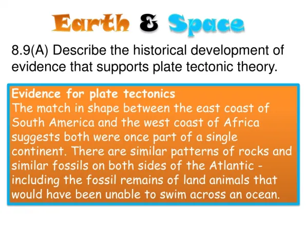 8.9(A) Describe the historical development of evidence that supports plate tectonic theory.