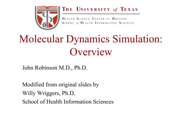Molecular Dynamics Simulation: Overview