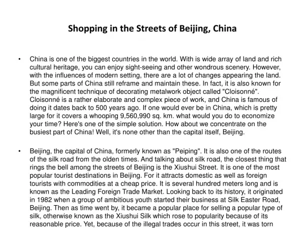 Shopping in the Streets of Beijing, China