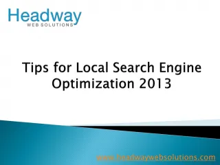 Tips for Local Search Engine Optimization 2013 - slide 1