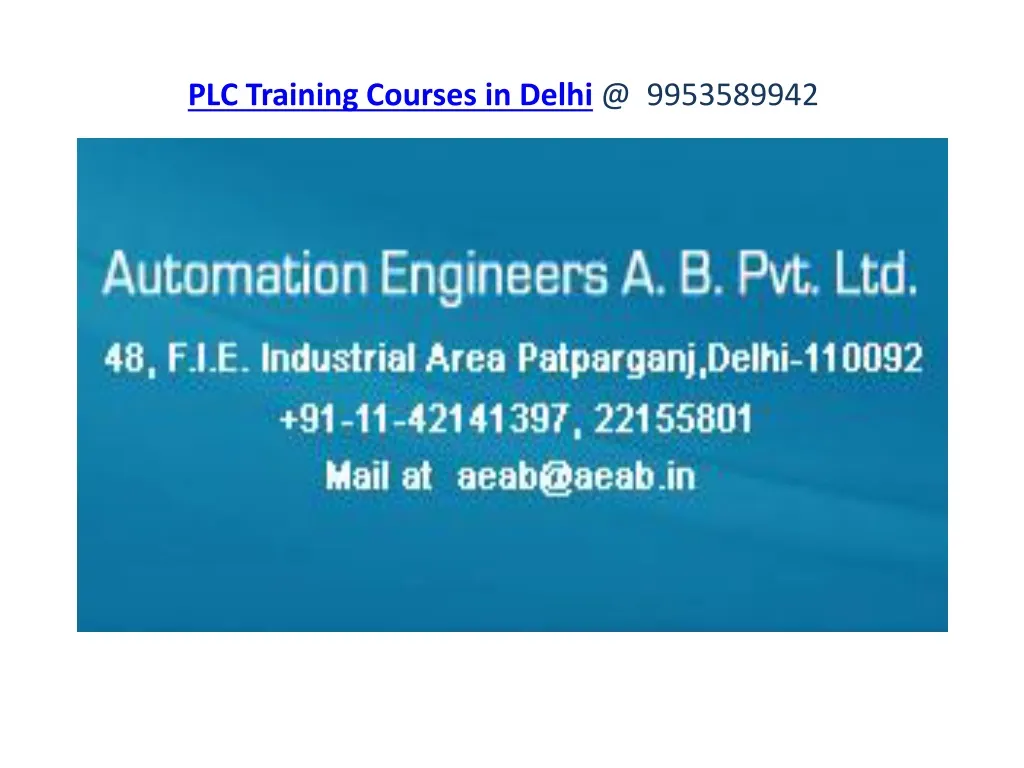 plc training courses in delhi @ 9953589942