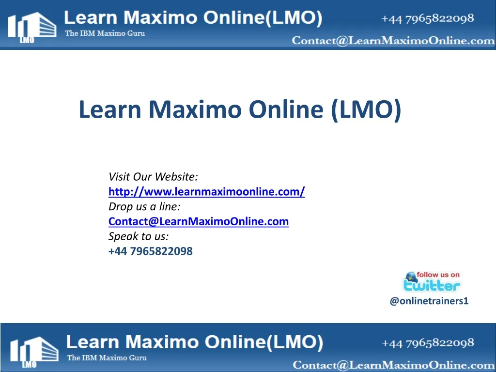 learn maximo online lmo