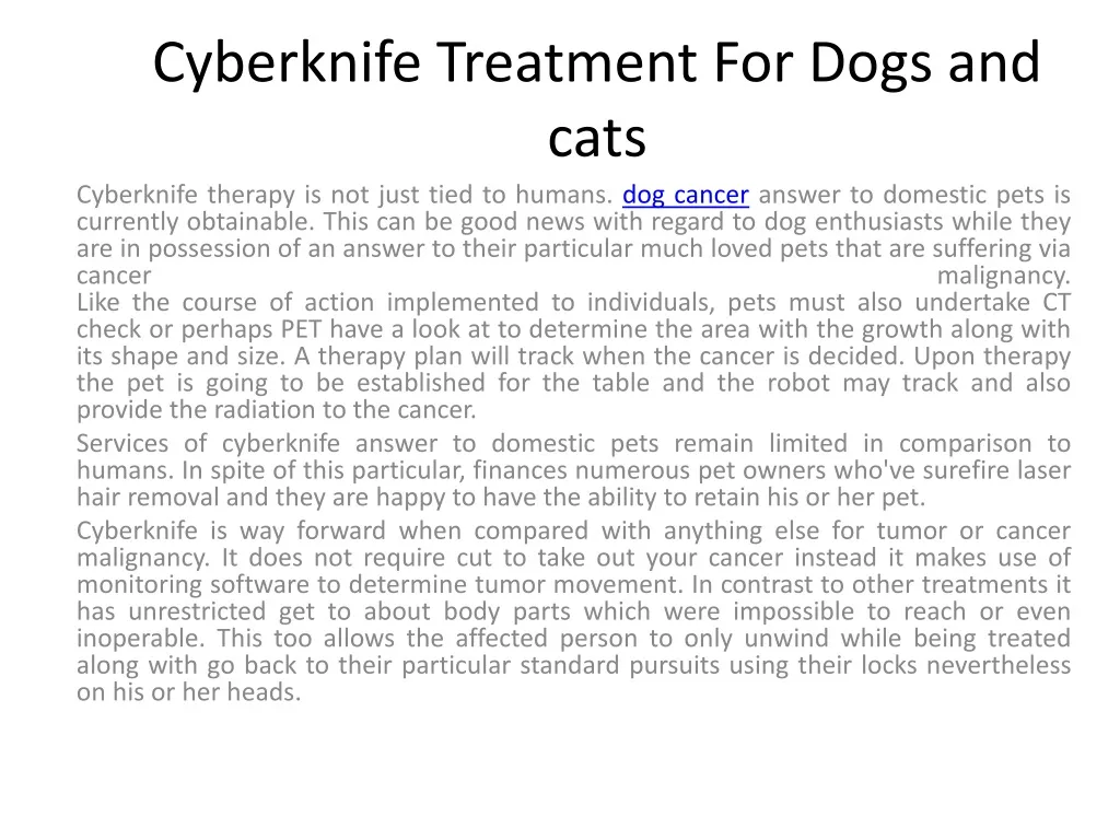 cyberknife treatment for dogs and cats