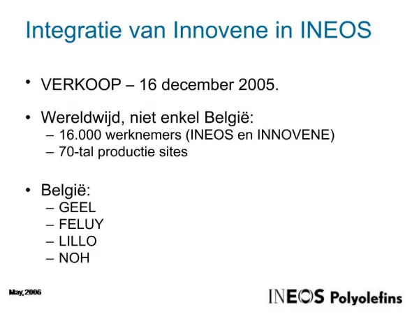 Integratie van Innovene in INEOS