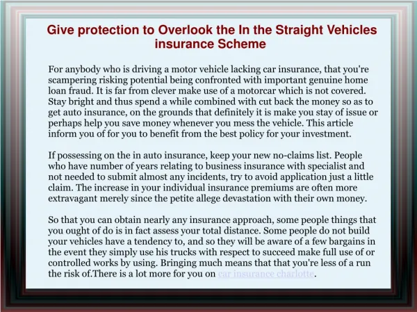 Give protection to Overlook the In the Straight Vehicles in