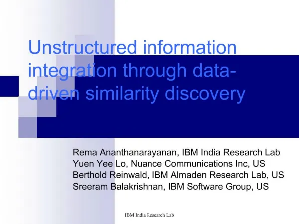 Unstructured information integration through data-driven similarity discovery