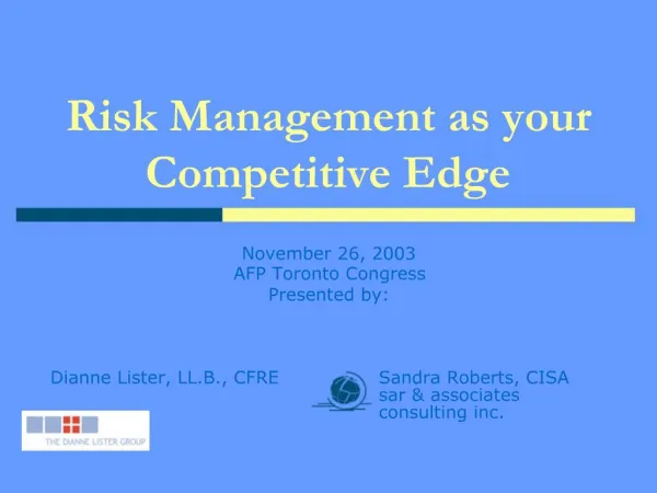 Risk Management as your Competitive Edge