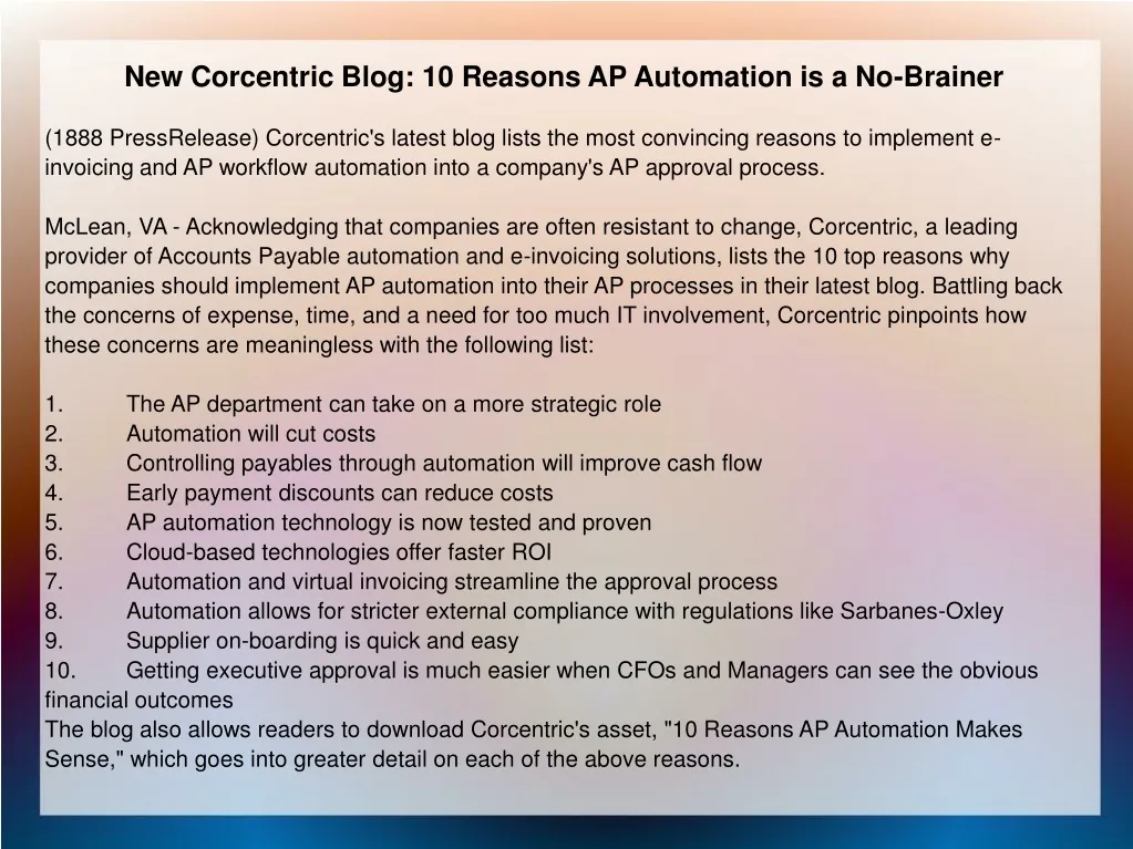 new corcentric blog 10 reasons ap automation