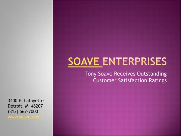 Tony Soave Receives Outstanding Customer Satisfaction Rating
