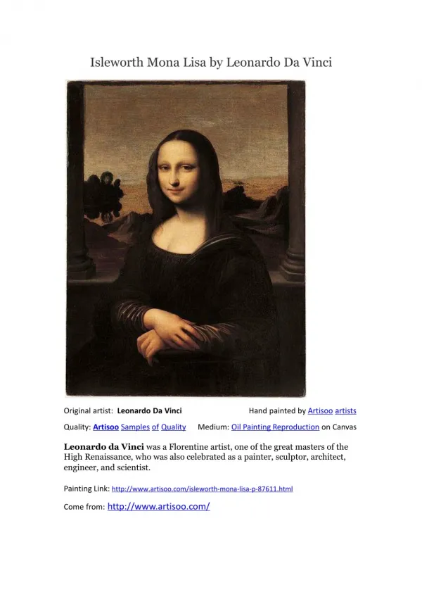Isleworth Mona Lisa by Leonardo Da Vinci
