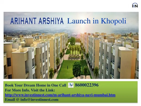 Arihant Arshiya Panvel | Khopoli Mumbai - 8600022396