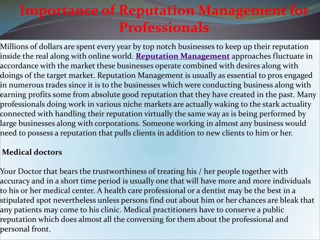 importance of reputation management