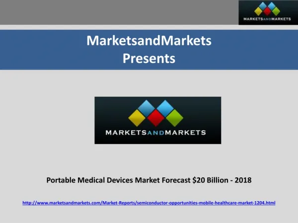 Portable Medical Devices Market worth $20 Billion By 2018