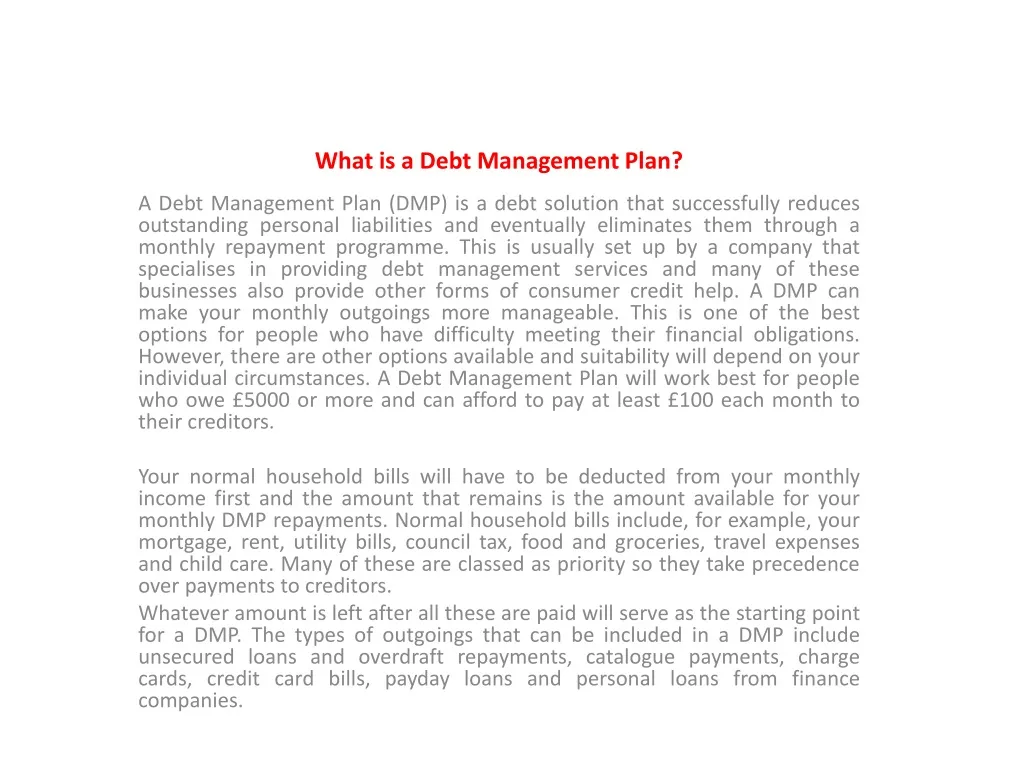 what is a debt management plan a debt management