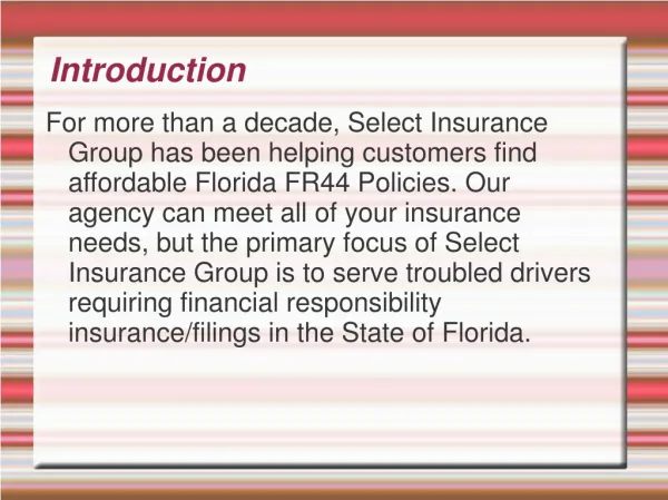 Florida FR44 Insurance