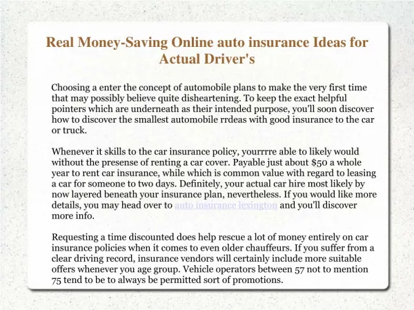 Real Money-Saving Online auto insurance Ideas for Actual Dri