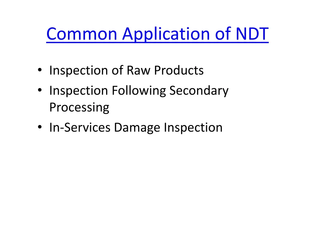common application of ndt