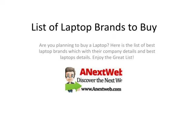 Suggestion of Laptop Brands- Details of Top 3 Laptop Brands