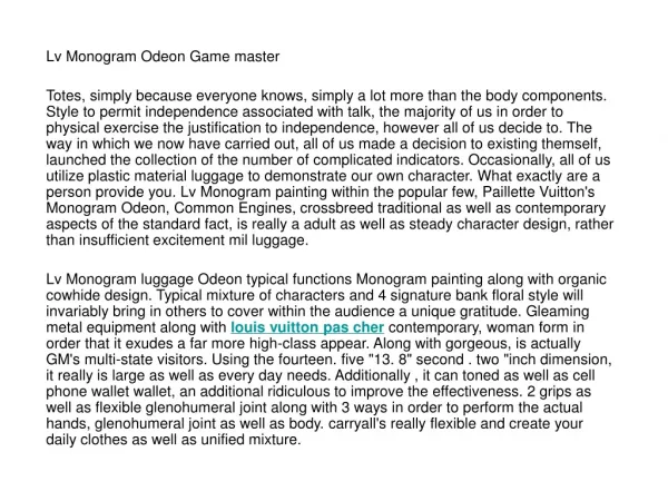 Lv Monogram Odeon Game master