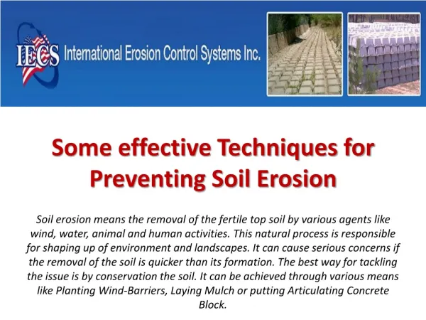 Some effective Techniques for Preventing Soil Erosion