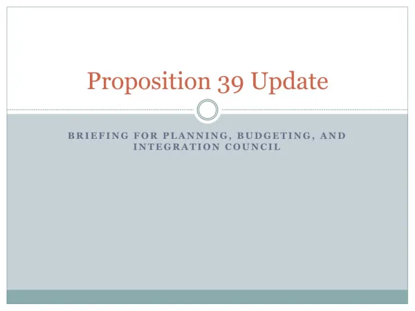 Proposition 39 Update