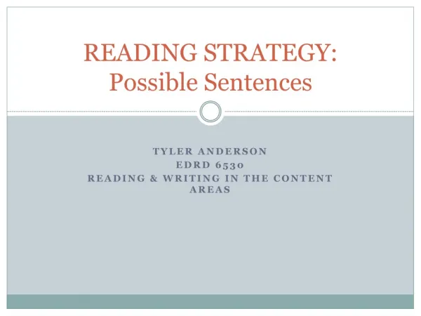READING STRATEGY: Possible Sentences