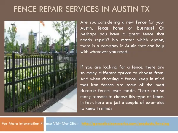 Fence repair services in Austin TX